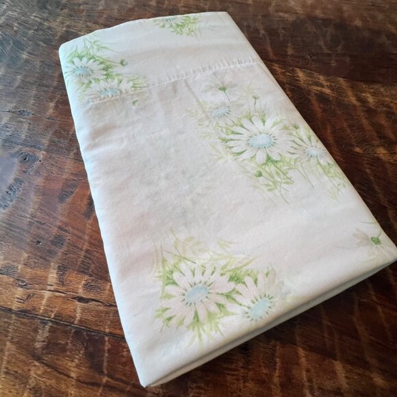 Vintage Springmaid Wondercale King Size Flat Sheet Daisy Floral Pattern No Iron - Picture 2 of 8